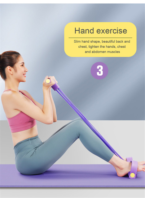 Opaska Fitness - elastyczne liny do ćwiczeń brzucha, treningu pilates, jogi - 4 poziomy odporności - Wianko - 8