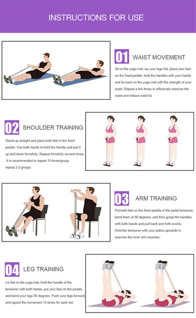 Opaska Fitness - elastyczne liny do ćwiczeń brzucha, treningu pilates, jogi - 4 poziomy odporności - Wianko - 14