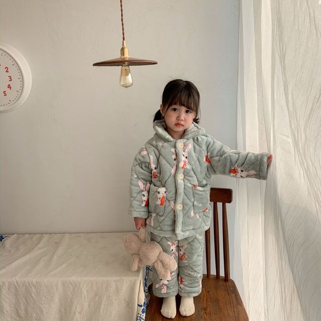 Zimowe zestawy piżam termicznych dla dzieci - trójwarstwowe, pikowane, flanelowe, chłopięce i dziewczęce, z kreskówkowymi motywami Homewear - Wianko - 63