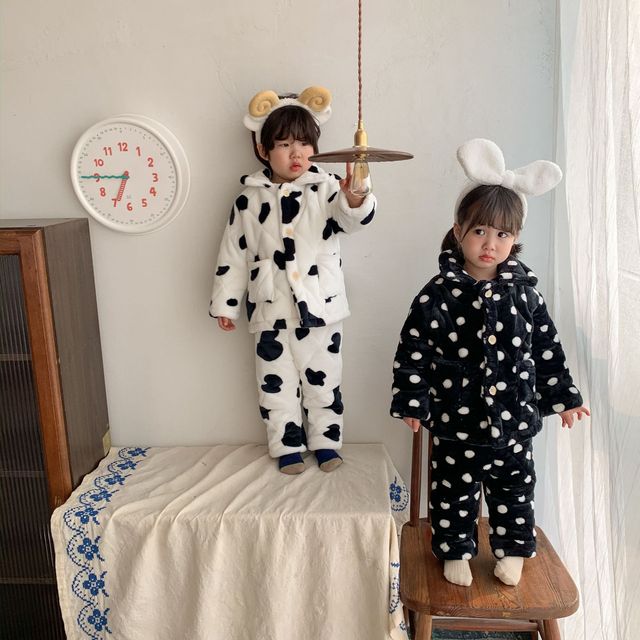 Zimowe zestawy piżam termicznych dla dzieci - trójwarstwowe, pikowane, flanelowe, chłopięce i dziewczęce, z kreskówkowymi motywami Homewear - Wianko - 103