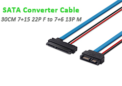 Adapter SATA kabel Lingable, męskie 22Pin / żeńskie 13Pin Slimline SATA 30CM - Wianko - 4