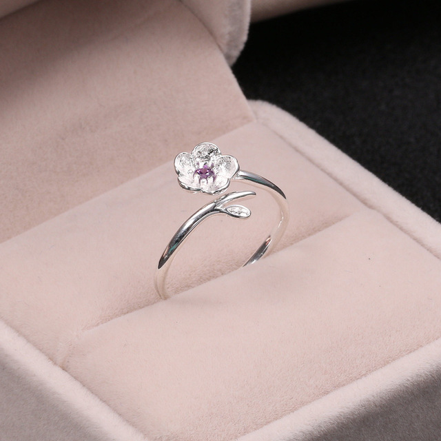 Srebrny pierścionek z fioletowym cyrkonem wiśniowym, elegancka biżuteria dla kobiet - Wianko - 37