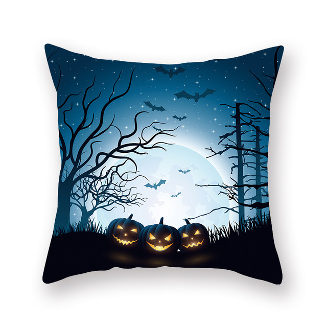 Niebieska poszewka na poduszkę Halloween, 45 cm - ozdoba wesołego Halloween Party, idealna na domową sofę - Wianko - 10