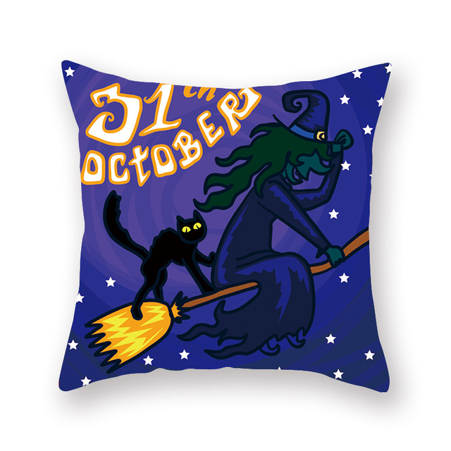 Niebieska poszewka na poduszkę Halloween, 45 cm - ozdoba wesołego Halloween Party, idealna na domową sofę - Wianko - 4