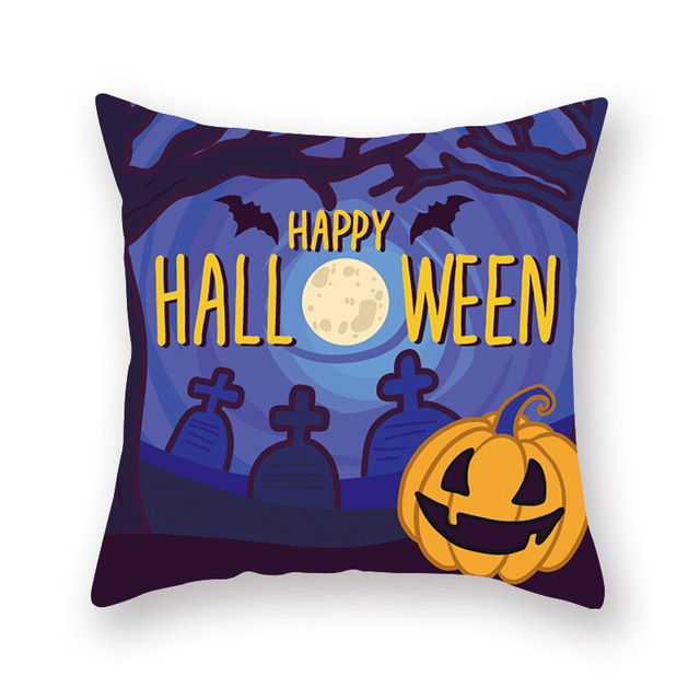 Niebieska poszewka na poduszkę Halloween, 45 cm - ozdoba wesołego Halloween Party, idealna na domową sofę - Wianko - 18