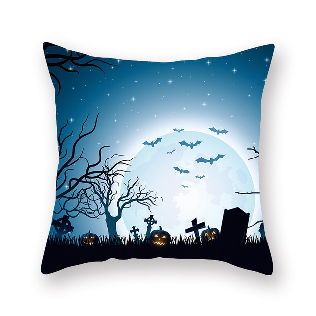 Niebieska poszewka na poduszkę Halloween, 45 cm - ozdoba wesołego Halloween Party, idealna na domową sofę - Wianko - 5
