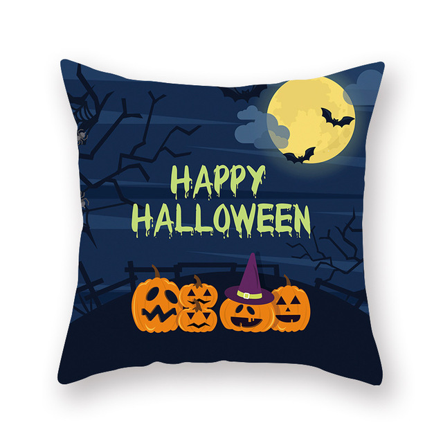 Niebieska poszewka na poduszkę Halloween, 45 cm - ozdoba wesołego Halloween Party, idealna na domową sofę - Wianko - 7