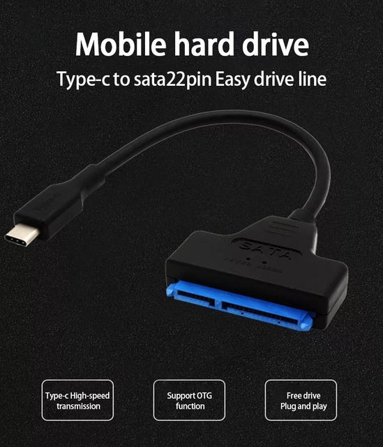 Adapter USB 3.1 Easy Drive Line do podłączania dysków twardych SATA do komputera - wysoka prędkość odczytu danych, złącze USB-C do SATA 2 w 1 - Wianko - 7