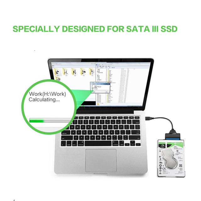 Adapter USB 3.1 Easy Drive Line do podłączania dysków twardych SATA do komputera - wysoka prędkość odczytu danych, złącze USB-C do SATA 2 w 1 - Wianko - 4