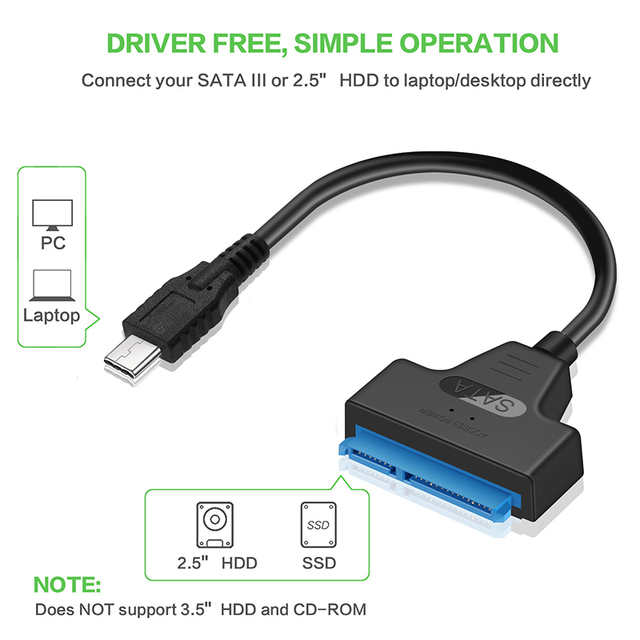 Adapter USB 3.1 Easy Drive Line do podłączania dysków twardych SATA do komputera - wysoka prędkość odczytu danych, złącze USB-C do SATA 2 w 1 - Wianko - 5