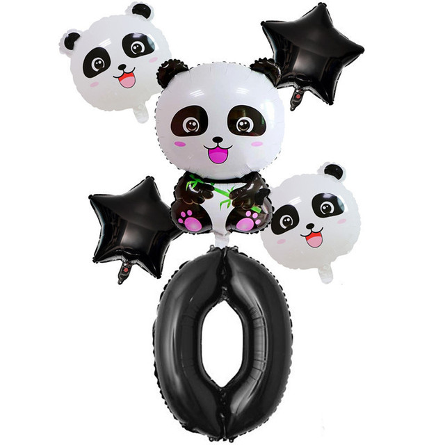 Zestaw 6 balonów foliowych z rysunkiem pandy - idealne na przyjęcie urodzinowe dzieci - Wianko - 1