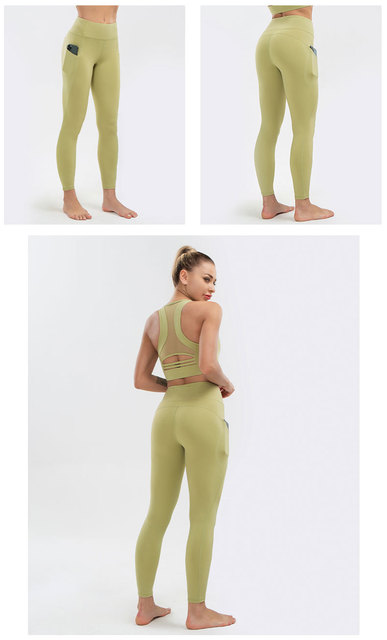 Spodnie do jogi damskie NWT 2021 – obcisłe, wysoka talia, kieszenie, super jakość i rozciągliwa tkanina - Wianko - 2