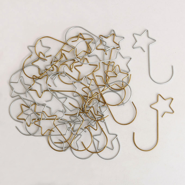 Gwiazda betlejemska w kształcie s-hook - zestaw 20 sztuk, 2 kolory: złoty i srebrny, metalowy haczyk, wianek, Garland, choinka, wiszący wisiorek, Ornament - Wianko - 7