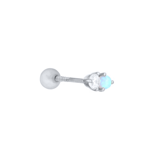 Kolczyki sztyfty ze srebra wysokiej próby 925 z turkusowymi perłami i białymi cyrkoniowymi skrzydełkami kolczyki chrząstka - 1 sztuka - Wianko - 13