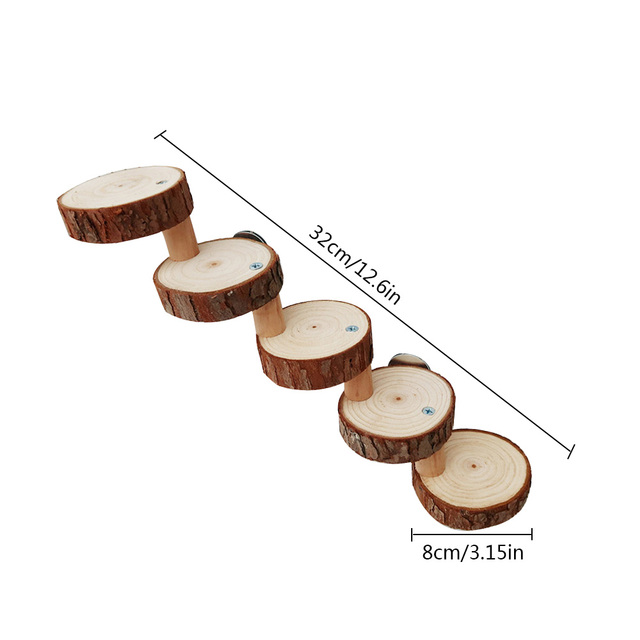 Drabina wspinaczkowa drewniana dla ptaków Parrot Springboard z molo - Wianko - 7