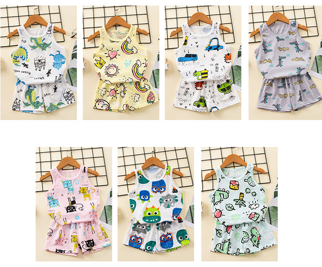 Zestawy ubrań letnie 2022 dla niemowląt - 30 kolorów, wzory z kreskówek, bawełna - chłopiec lub dziewczynka - Wianko - 5