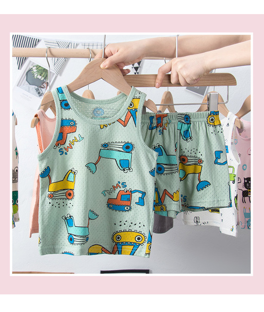 Zestawy ubrań letnie 2022 dla niemowląt - 30 kolorów, wzory z kreskówek, bawełna - chłopiec lub dziewczynka - Wianko - 16