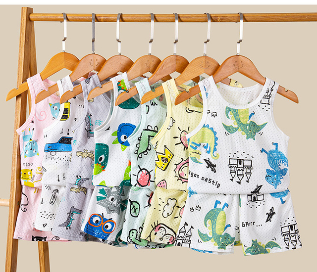 Zestawy ubrań letnie 2022 dla niemowląt - 30 kolorów, wzory z kreskówek, bawełna - chłopiec lub dziewczynka - Wianko - 6