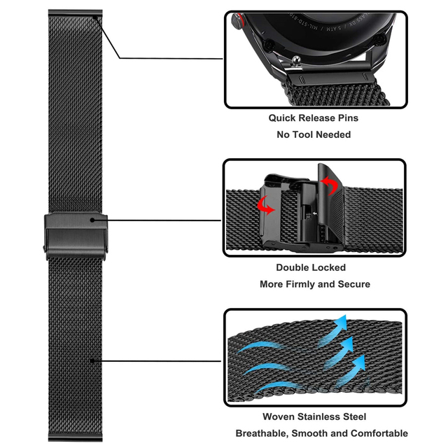 Pasek z metalowej siatki do Samsung Galaxy Watch 3 45mm i Galaxy Watch 46mm oraz Active 2 40mm i 44mm - Wianko - 2