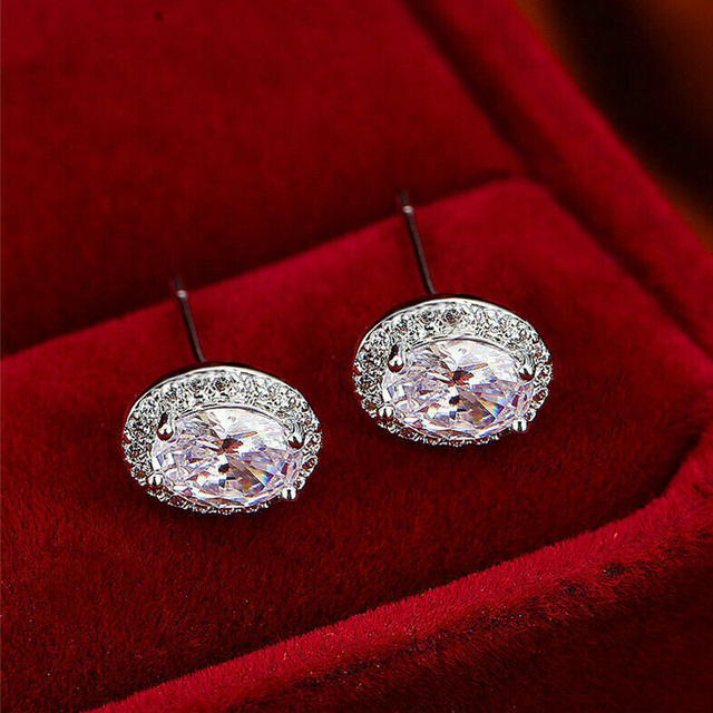 Eleganckie kolczyki ślubne z kryształami o owalnym kształcie - Wianko - 6