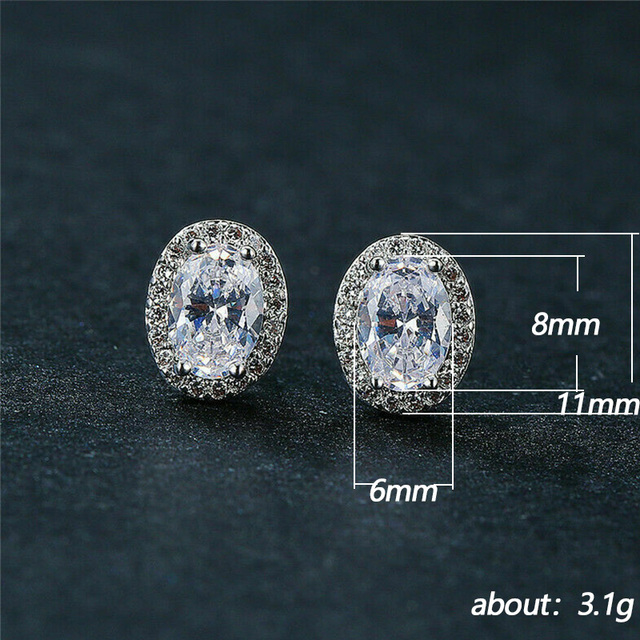 Eleganckie kolczyki ślubne z kryształami o owalnym kształcie - Wianko - 1