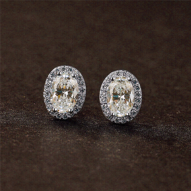 Eleganckie kolczyki ślubne z kryształami o owalnym kształcie - Wianko - 5