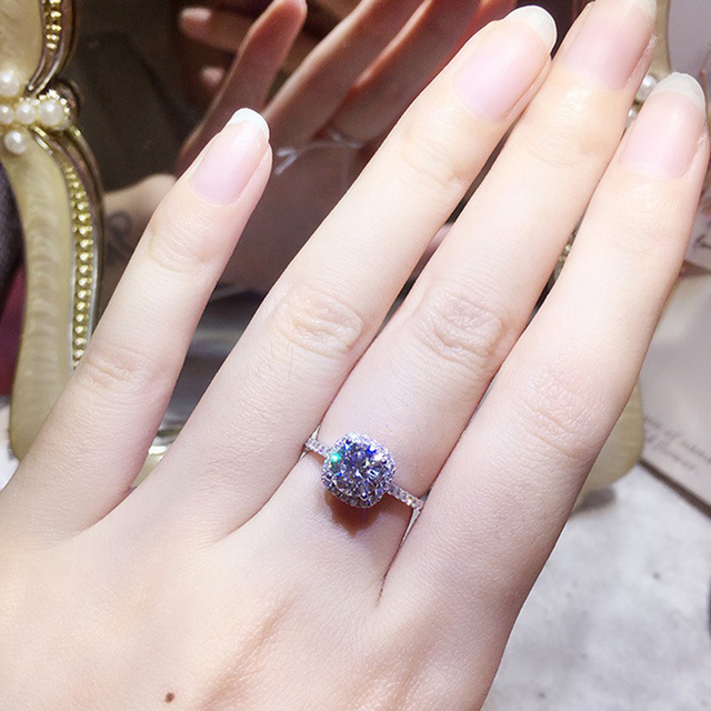 Klasyczne pierścionki zaręczynowe z kryształami - Damska biżuteria ślubna z eleganckimi, błyszczącymi i cyrkonowymi projektami - Prezenty AAA - Wianko - 5
