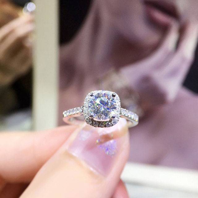 Klasyczne pierścionki zaręczynowe z kryształami - Damska biżuteria ślubna z eleganckimi, błyszczącymi i cyrkonowymi projektami - Prezenty AAA - Wianko - 1