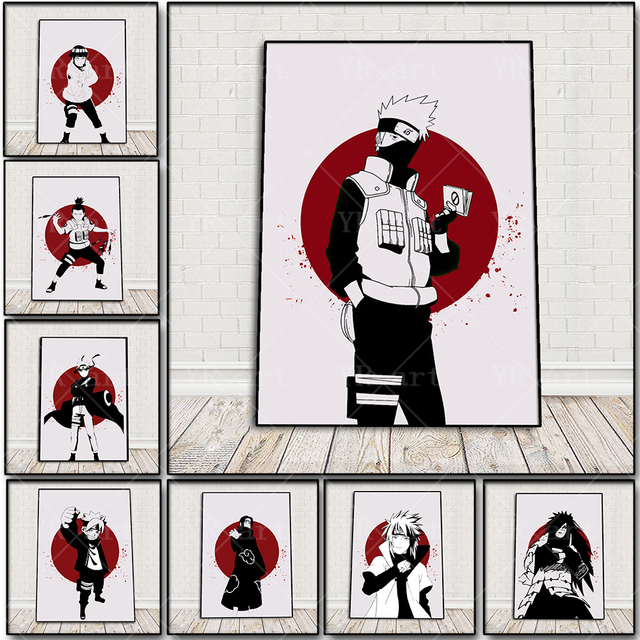 Obraz na płótnie z wydrukiem Japońskiego Anime Naruto, Uchiha Sasuke i Kakashi - dekoracja do nowoczesnej sypialni - Wianko - 2