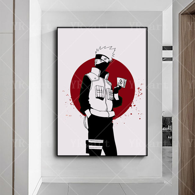 Obraz na płótnie z wydrukiem Japońskiego Anime Naruto, Uchiha Sasuke i Kakashi - dekoracja do nowoczesnej sypialni - Wianko - 4