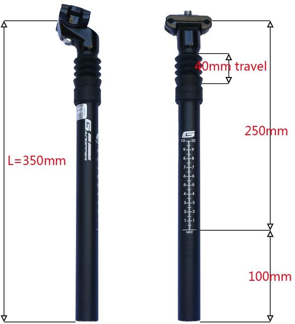 Zoom - tłumienie rowerowej sztycy zaciskowe z amortyzacją, średnica 25.4/27.2/28.6/30.9/31.6 mm, długość 350mm, część do MTB - Wianko - 2