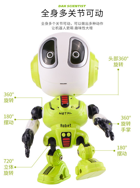 Mini symulacyjny robot dla dzieci z ruchomymi stawami, nagrywaniem, dotykowym sterowaniem, indukcyjnym dźwiękiem i światłem - Wianko - 5