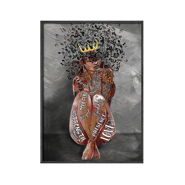 Obraz na płótnie Amerykańska czarna kobieta z abstrakcyjną głową – dekoracyjny druk ścienny do salonu - Wianko - 5