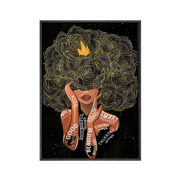 Obraz na płótnie Amerykańska czarna kobieta z abstrakcyjną głową – dekoracyjny druk ścienny do salonu - Wianko - 4
