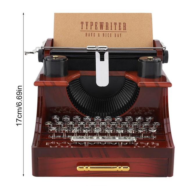 Kreatywna Retro pozytywka Vintage - styl mechanicznej maszyny do pisania z szufladą na biżuterię - prezent urodzinowy i świąteczny - Wianko - 7