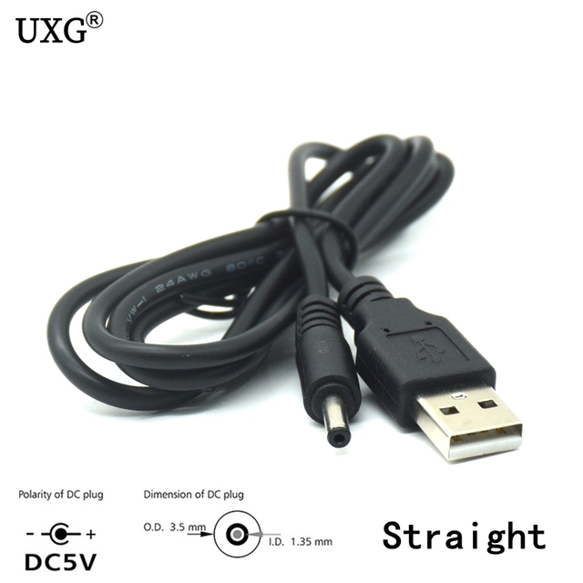 Wtyczka zasilania USB do komputera - 3.5*1.35mm / DC 3.5*1.35mm - czarny L kształt kątowy Jack - 2A kabel 1m 3ft - Wianko - 11