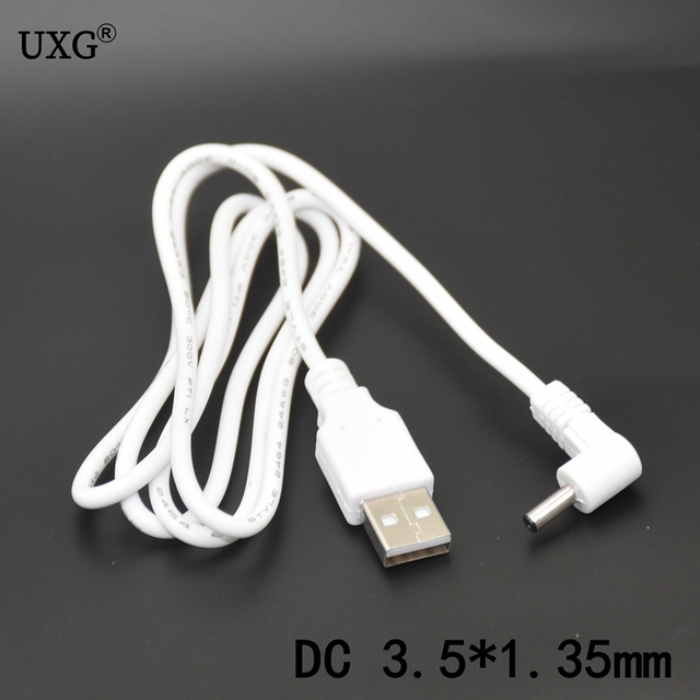 Wtyczka zasilania USB do komputera - 3.5*1.35mm / DC 3.5*1.35mm - czarny L kształt kątowy Jack - 2A kabel 1m 3ft - Wianko - 13
