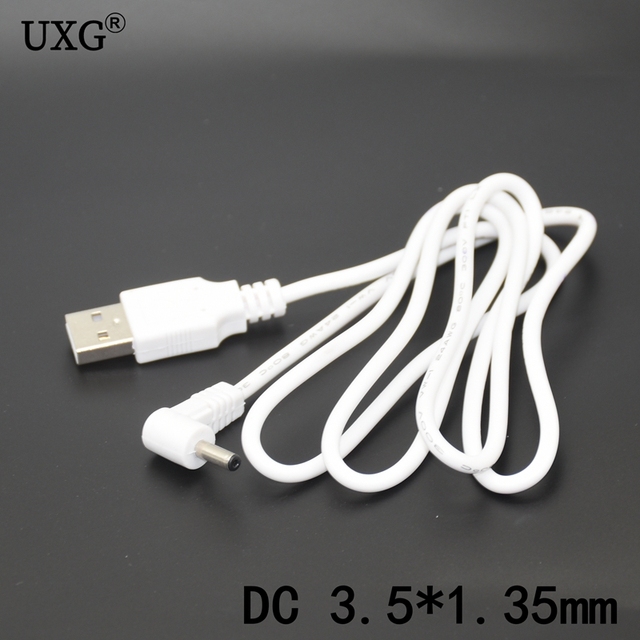 Wtyczka zasilania USB do komputera - 3.5*1.35mm / DC 3.5*1.35mm - czarny L kształt kątowy Jack - 2A kabel 1m 3ft - Wianko - 15