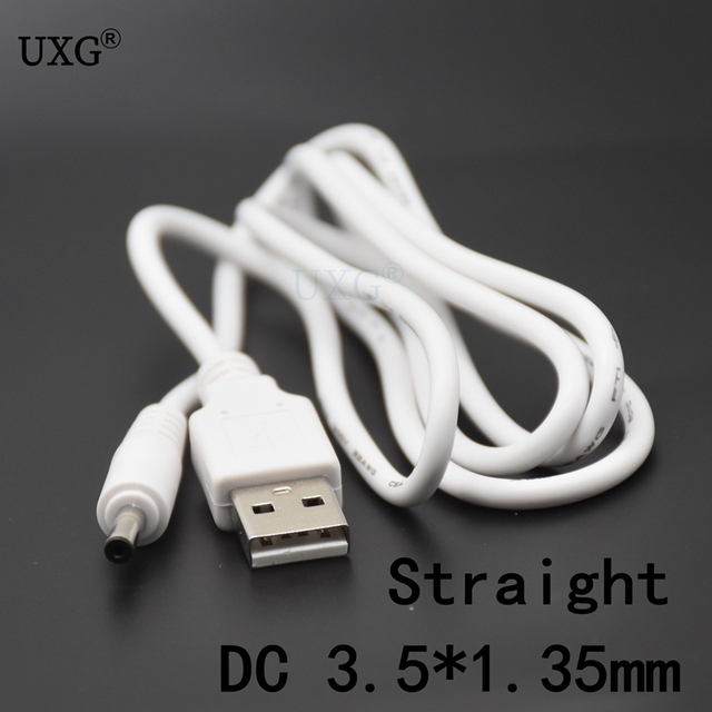 Wtyczka zasilania USB do komputera - 3.5*1.35mm / DC 3.5*1.35mm - czarny L kształt kątowy Jack - 2A kabel 1m 3ft - Wianko - 12