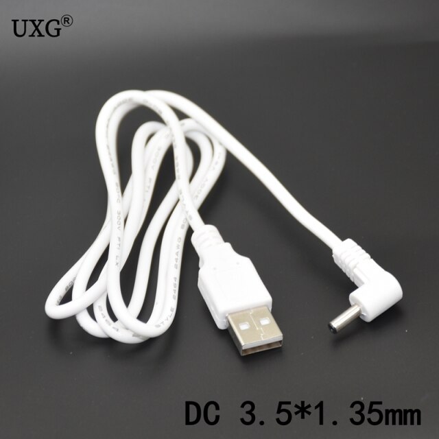 Wtyczka zasilania USB do komputera - 3.5*1.35mm / DC 3.5*1.35mm - czarny L kształt kątowy Jack - 2A kabel 1m 3ft - Wianko - 5