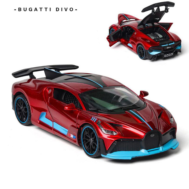 Metalowy model samochodu sportowego Bugatti DIVO 1:32 limited Super Sport, zabawka samochód odlew ze stopu z dźwiękiem, światłem i funkcją cofania - Wianko - 4