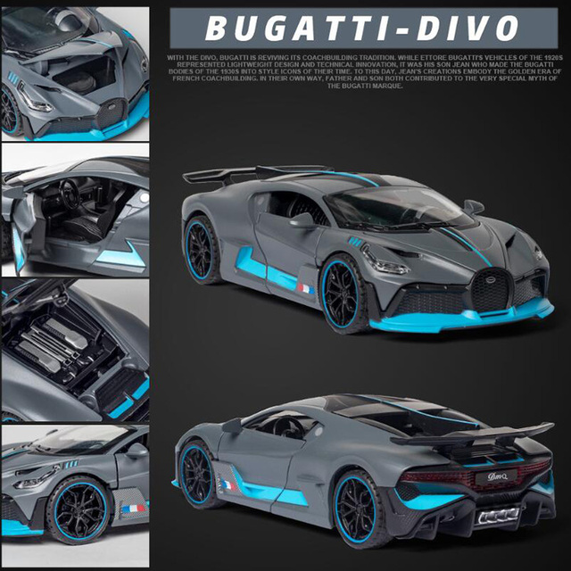 Metalowy model samochodu sportowego Bugatti DIVO 1:32 limited Super Sport, zabawka samochód odlew ze stopu z dźwiękiem, światłem i funkcją cofania - Wianko - 11