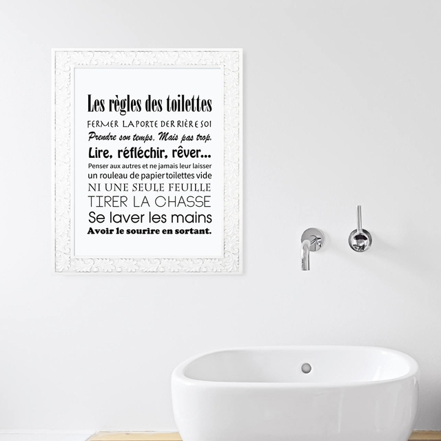 Obraz francuskich zasad toalety na płótnie - dekoracyjne plakaty do łazienki i wystrój pokoju w stylu francuskim - Wianko - 18