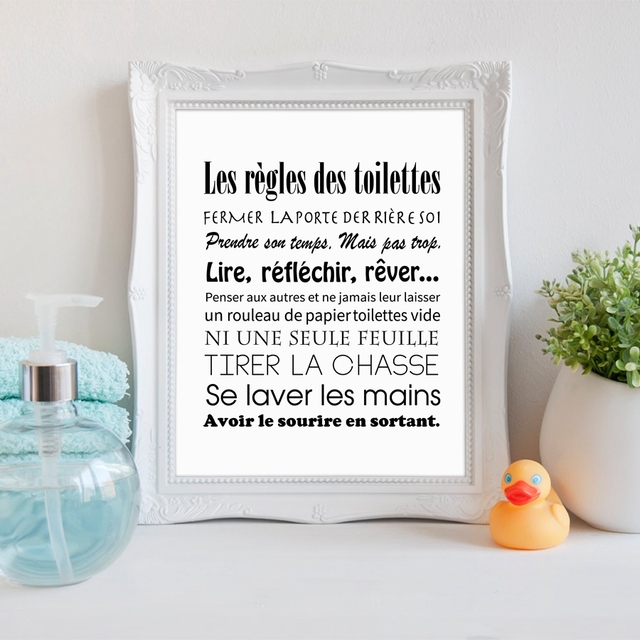 Obraz francuskich zasad toalety na płótnie - dekoracyjne plakaty do łazienki i wystrój pokoju w stylu francuskim - Wianko - 16