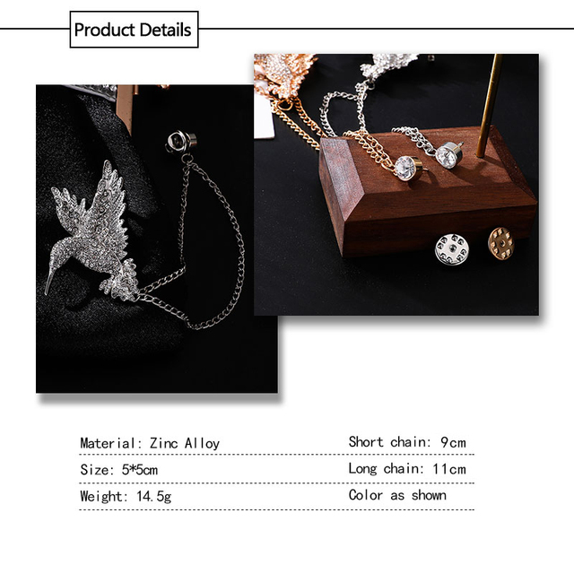 Moda Cartoon broszka ptak odznaka z frędzlami i metalowym łańcuchem Retro Pin ślub/imp/bal dekoracja montażu - Wianko - 4