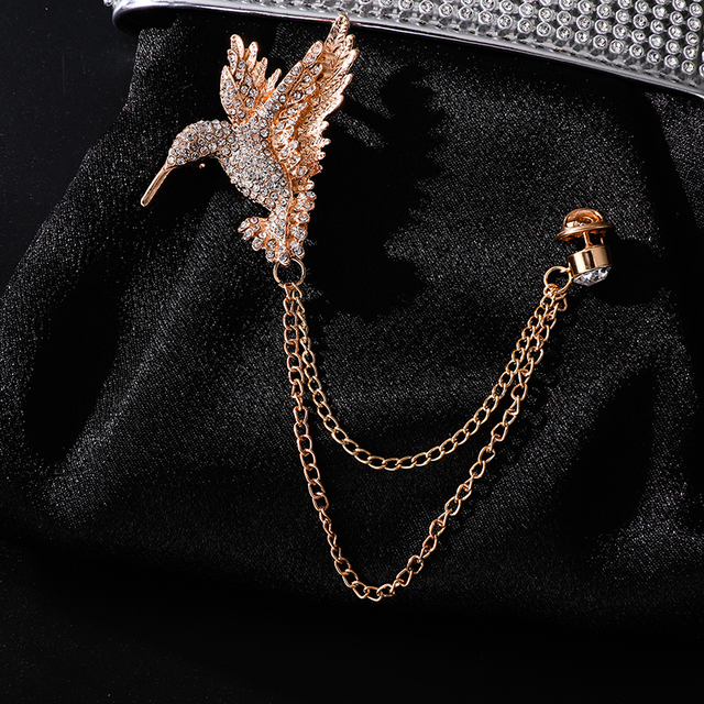 Moda Cartoon broszka ptak odznaka z frędzlami i metalowym łańcuchem Retro Pin ślub/imp/bal dekoracja montażu - Wianko - 7