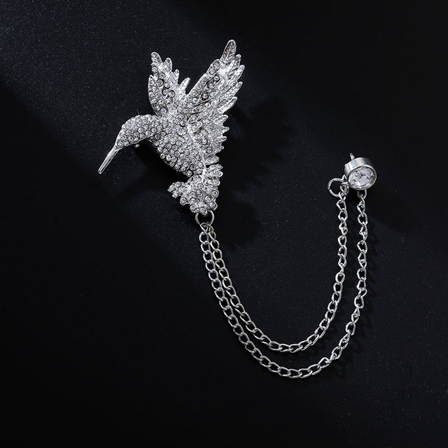 Moda Cartoon broszka ptak odznaka z frędzlami i metalowym łańcuchem Retro Pin ślub/imp/bal dekoracja montażu - Wianko - 2