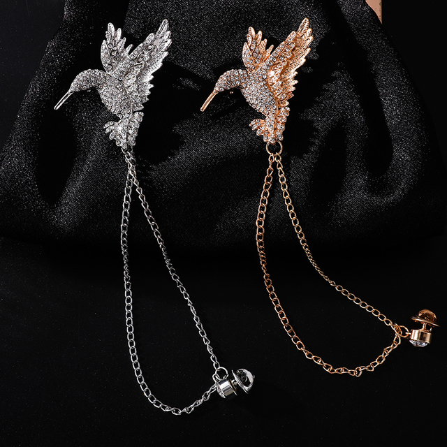 Moda Cartoon broszka ptak odznaka z frędzlami i metalowym łańcuchem Retro Pin ślub/imp/bal dekoracja montażu - Wianko - 8