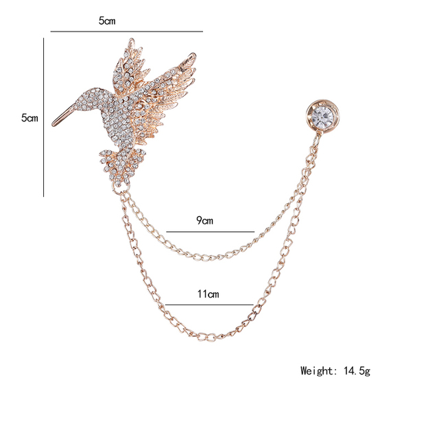 Moda Cartoon broszka ptak odznaka z frędzlami i metalowym łańcuchem Retro Pin ślub/imp/bal dekoracja montażu - Wianko - 10