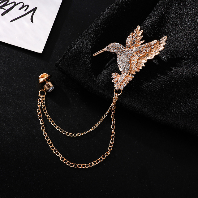 Moda Cartoon broszka ptak odznaka z frędzlami i metalowym łańcuchem Retro Pin ślub/imp/bal dekoracja montażu - Wianko - 9